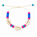Pulsera Concha Hilo Encerado Multicolor Azul Rosa