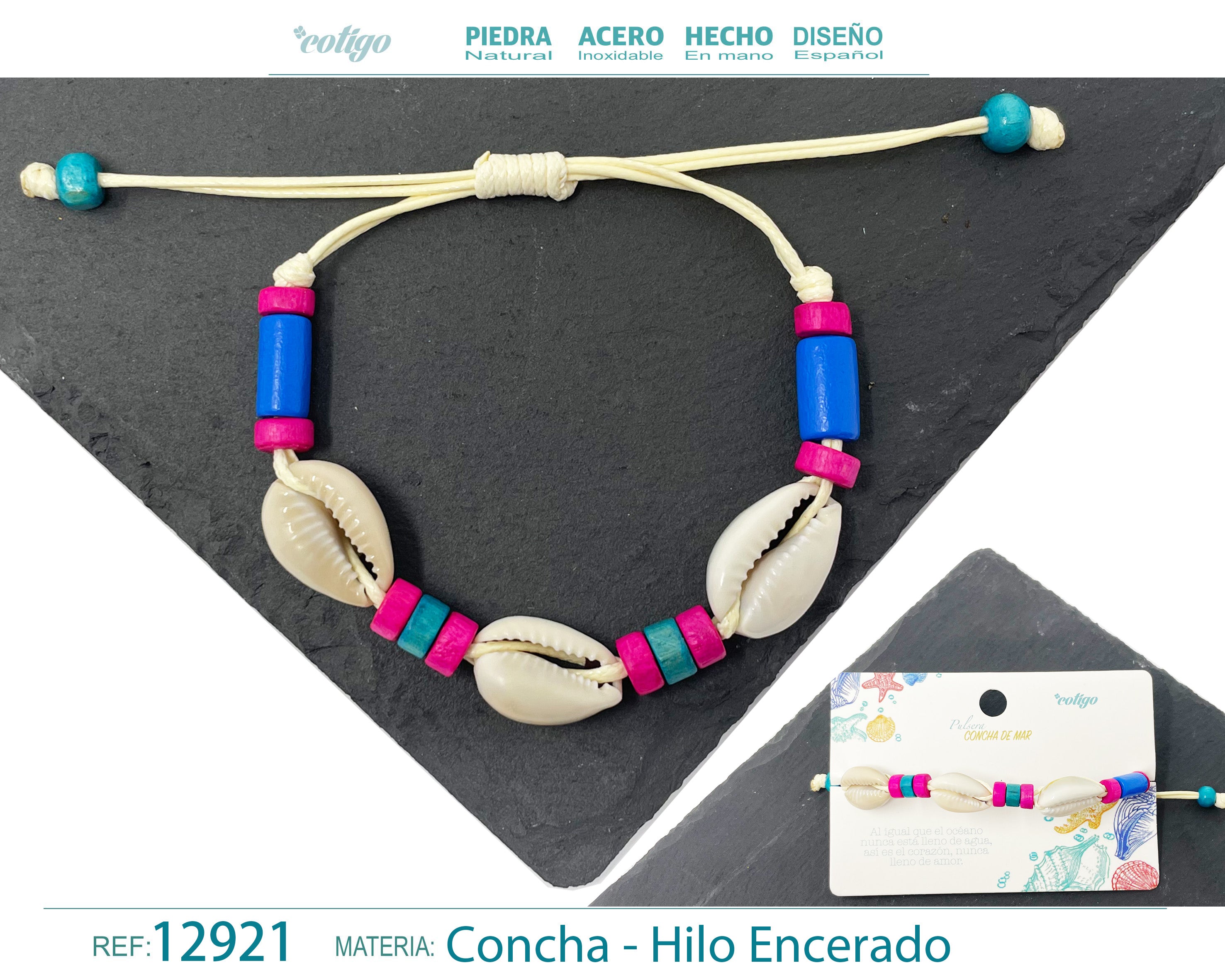 Pulsera Hilo Encerado de concha - cotigo