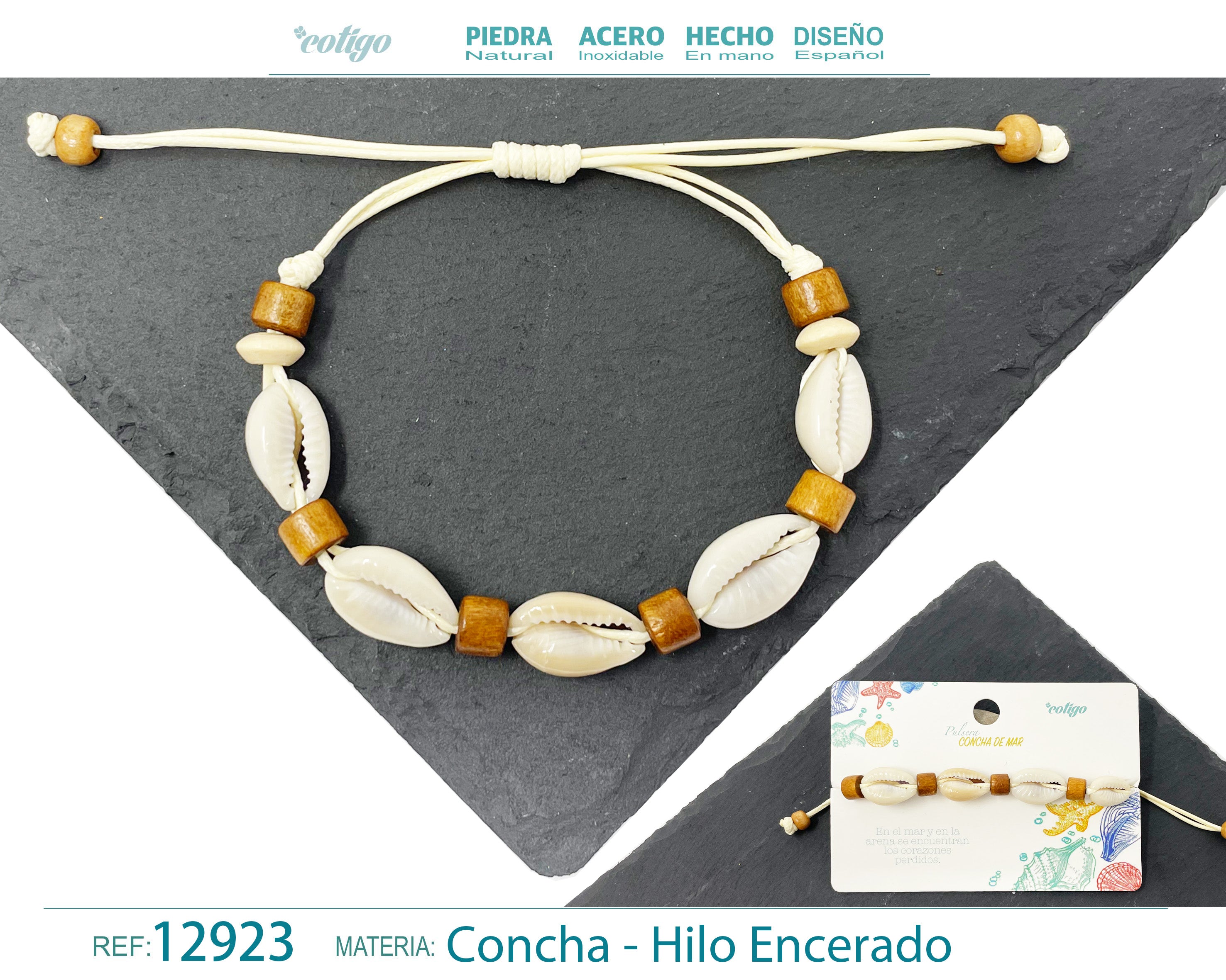 Pulsera Hilo Encerado de concha - cotigo
