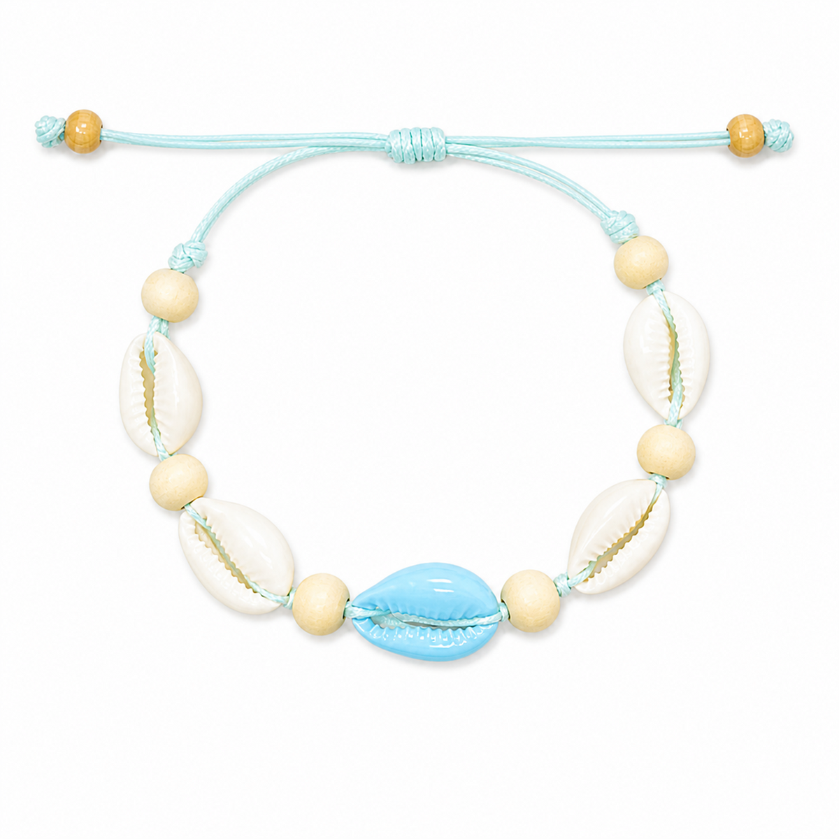 Pulsera Concha Hilo Encerado Concha Turquesa