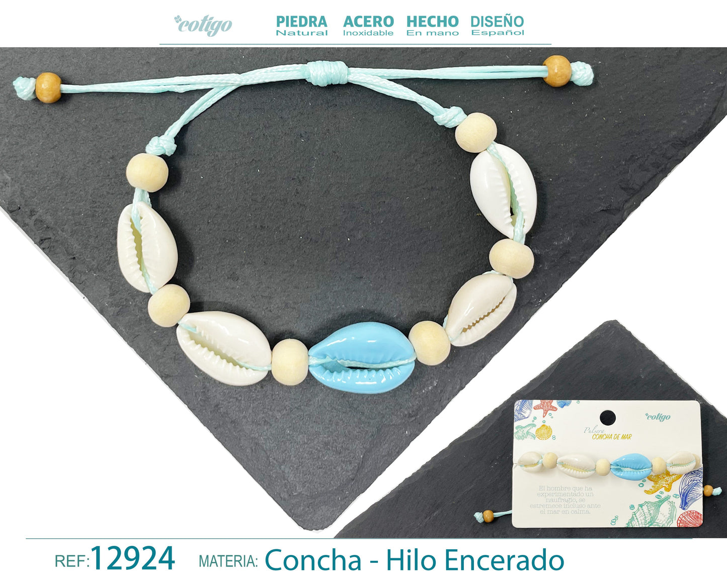Pulsera Hilo Encerado de concha