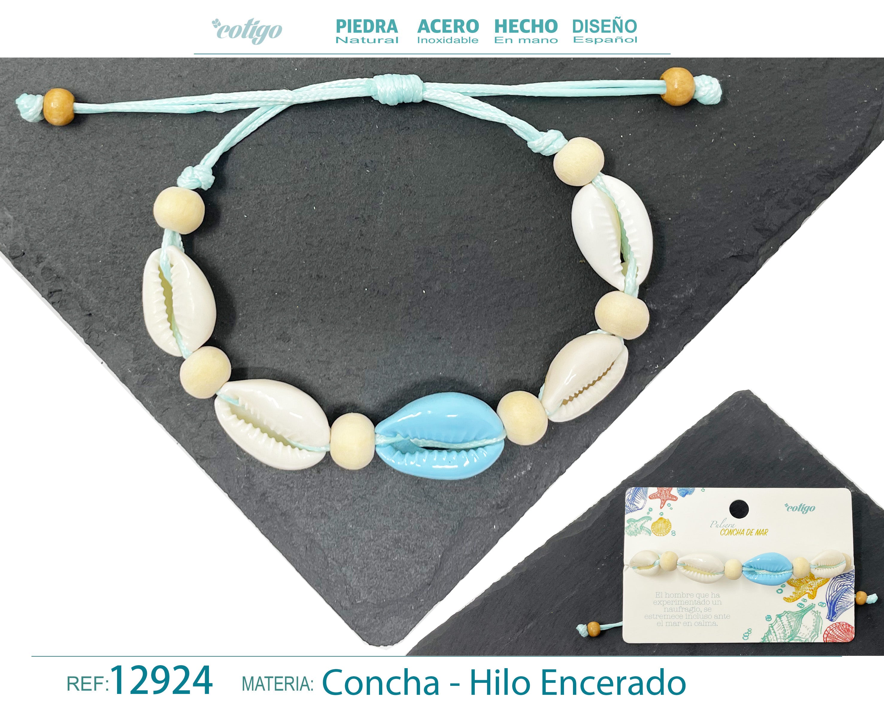 Pulsera Hilo Encerado de concha - cotigo