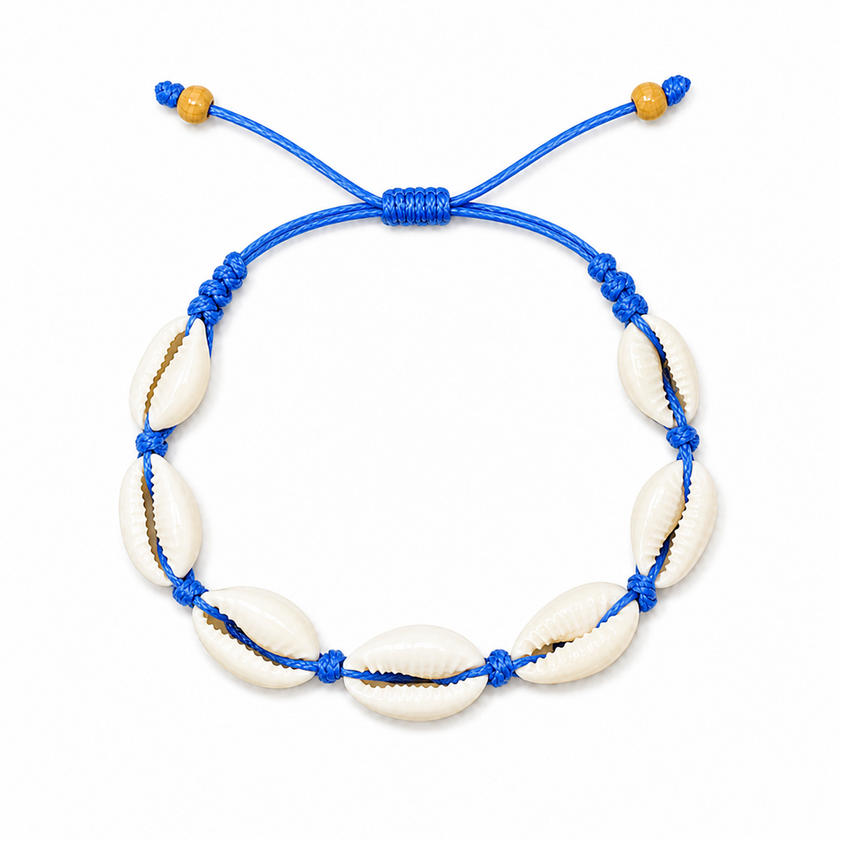 Pulsera Concha Hilo Encerado Azul