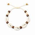 Pulsera Concha Hilo Encerado Marrón Claro