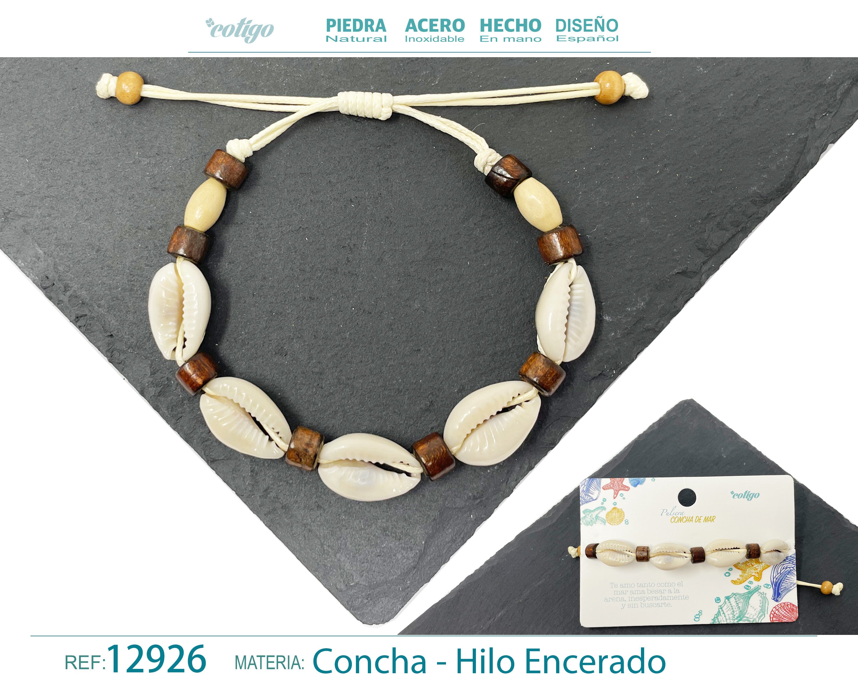 Pulsera Hilo Encerado de concha - cotigo