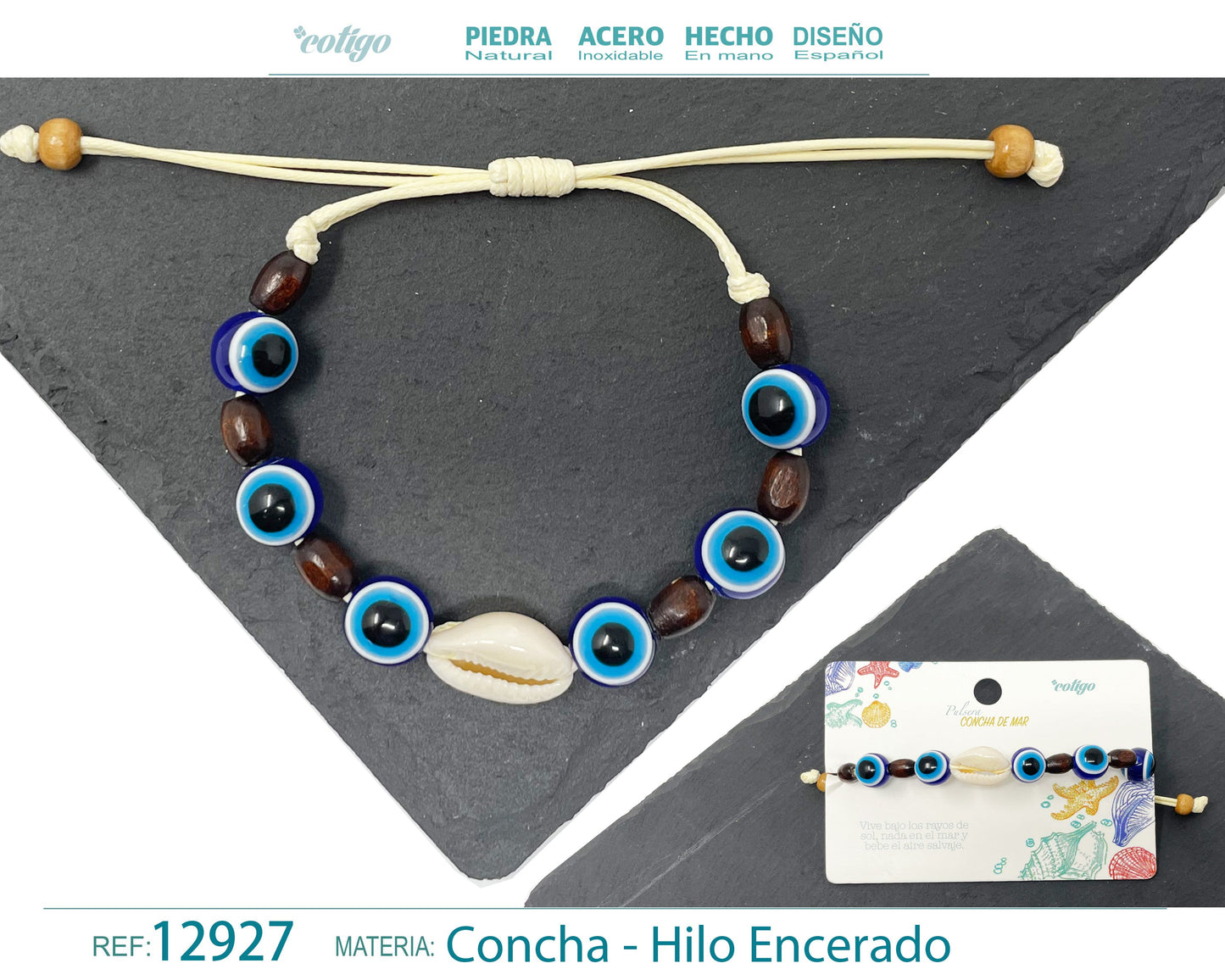 Pulsera Hilo Encerado de concha