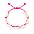 Pulsera Concha Hilo Encerado Fucsia
