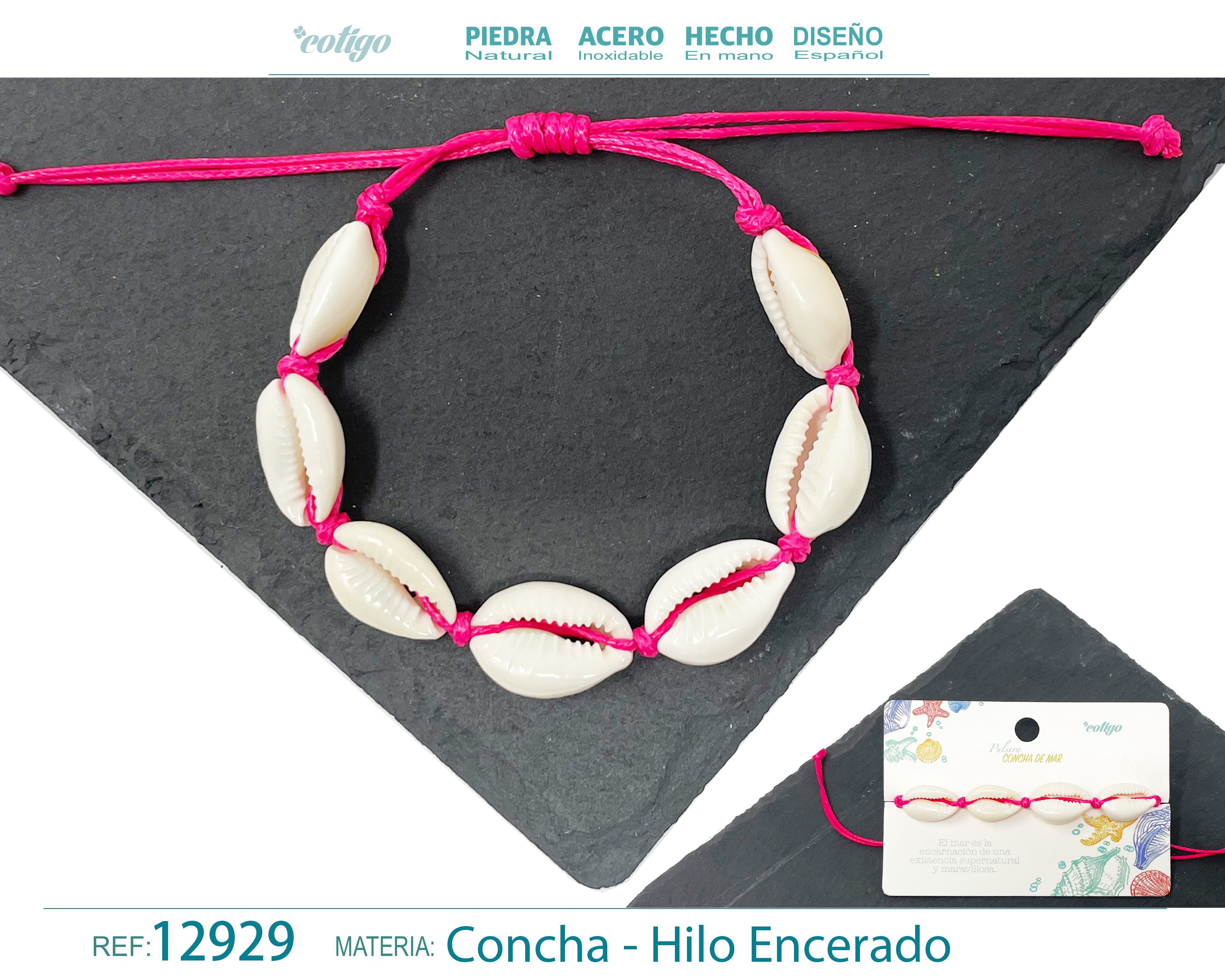 Pulsera Hilo Encerado de concha - cotigo