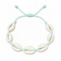 Pulsera Concha Hilo Encerado Celeste