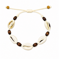 Pulsera Concha Hilo Encerado Marrón Oscuro