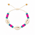 Pulsera Concha Hilo Encerado Multicolor Fucsia Turquesa