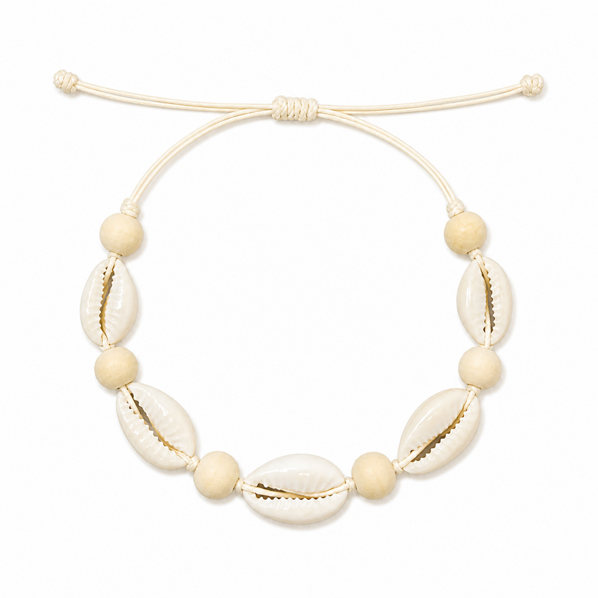 Pulsera Concha Hilo Encerado Natural