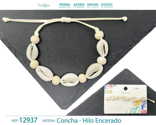Pulsera Hilo Encerado de concha