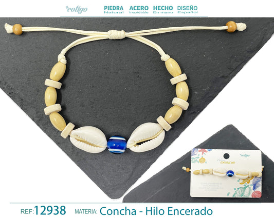 Pulsera Hilo Encerado de concha