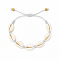 Pulsera Concha Hilo Encerado Gris Claro