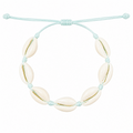 Pulsera Concha Hilo Encerado Celeste Claro