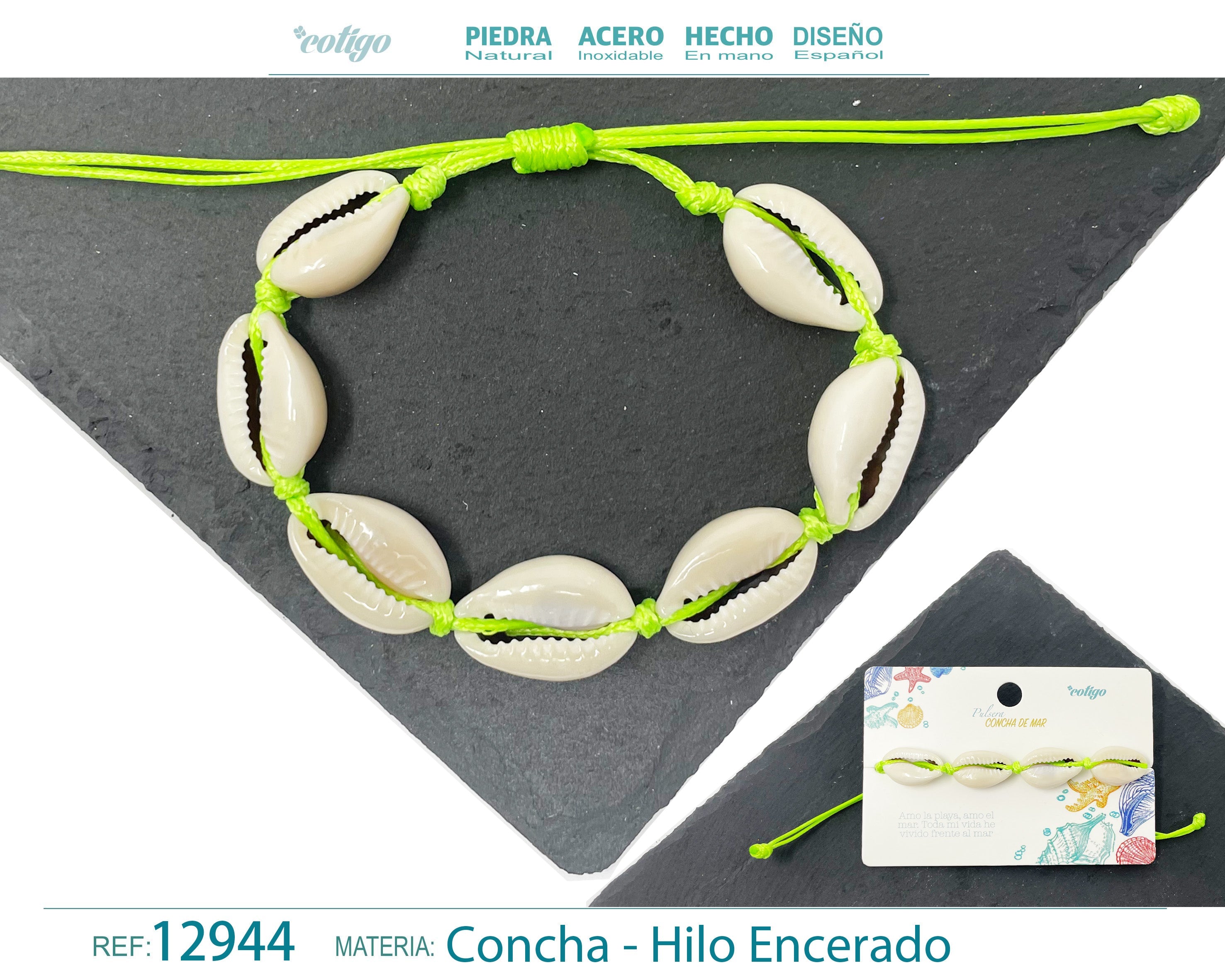 Pulsera Hilo Encerado de concha - cotigo