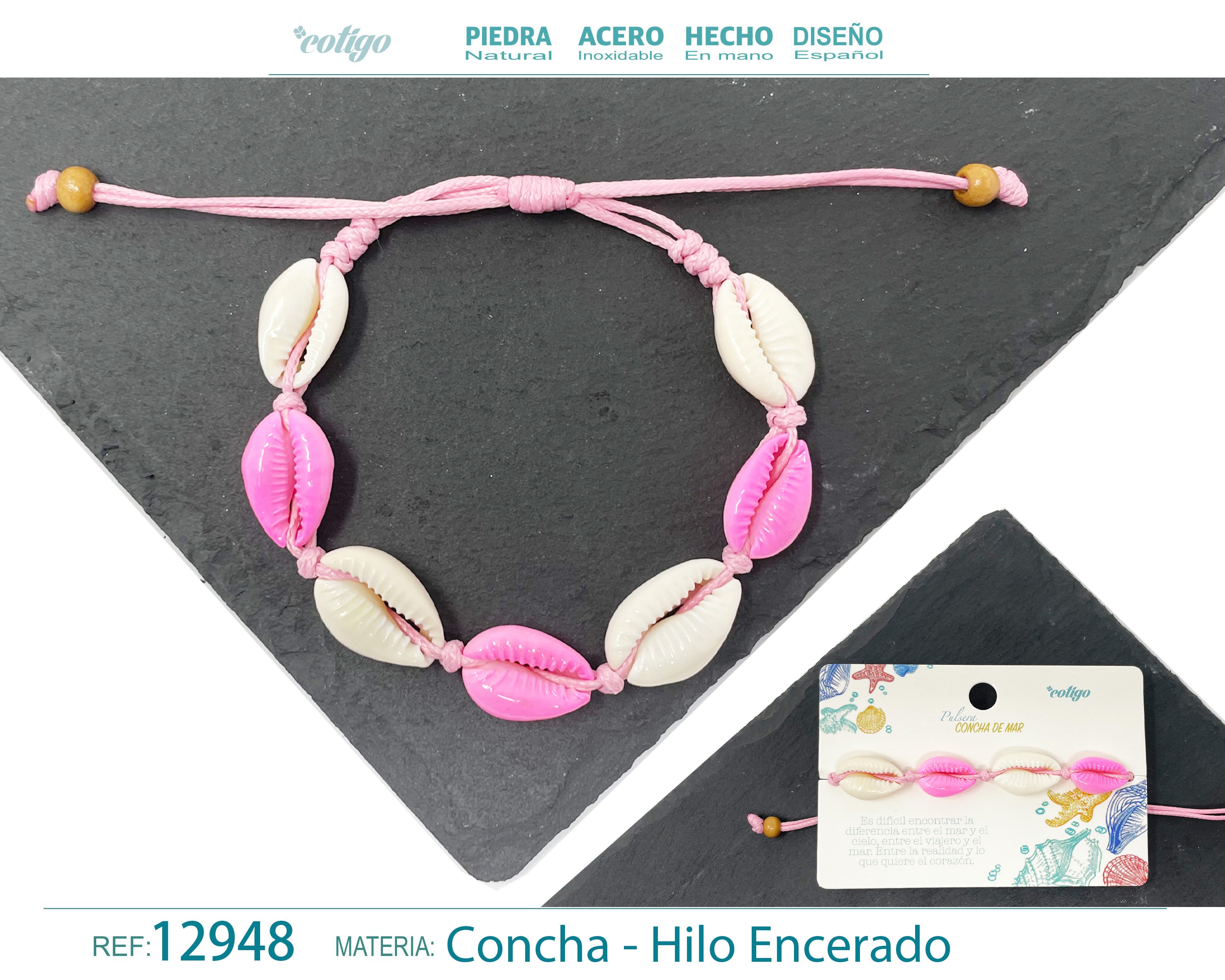 Pulsera Hilo Encerado de concha - cotigo