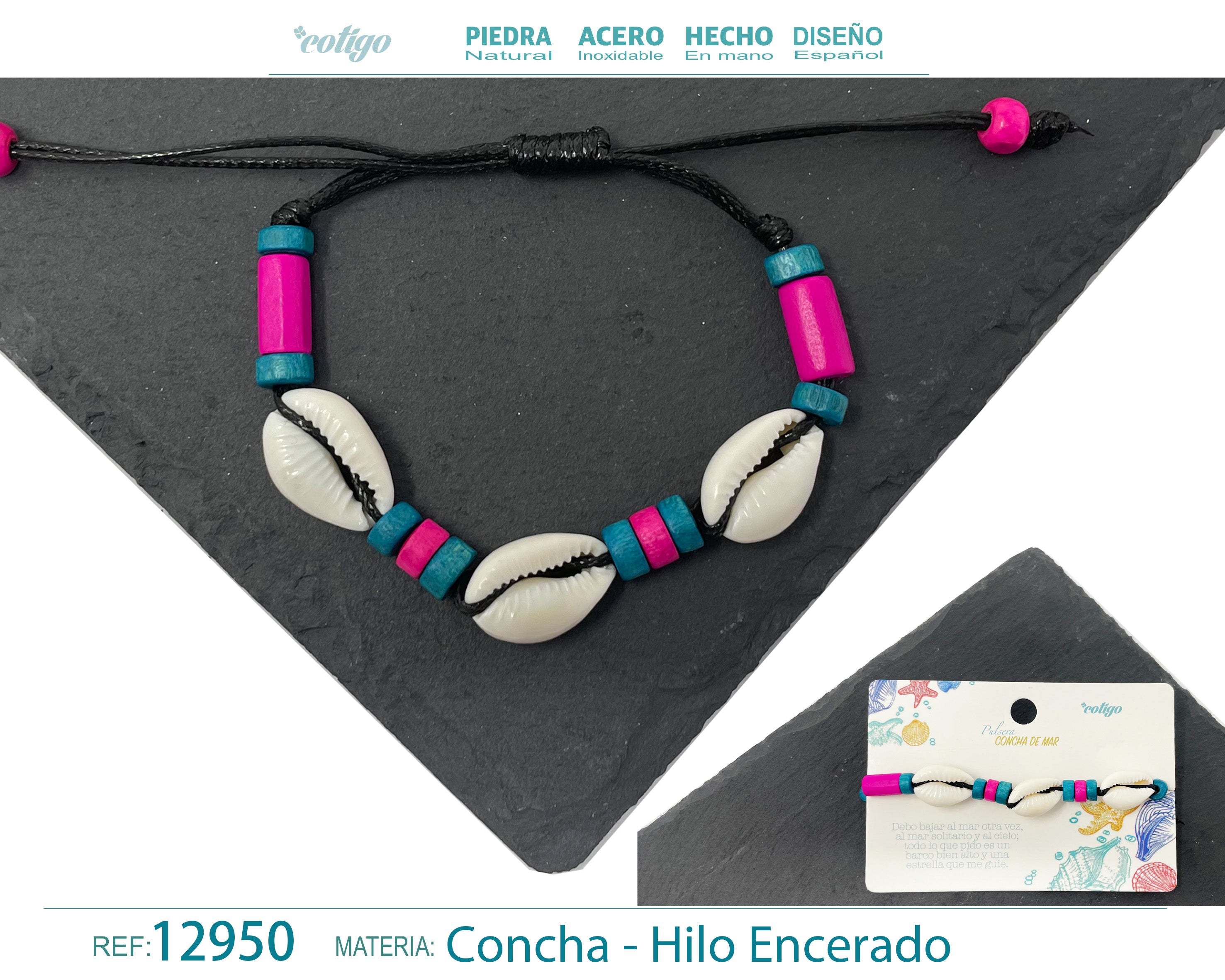 Pulsera Hilo Encerado de concha - cotigo