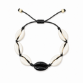 Pulsera Concha Hilo Encerado Negro Concha Central