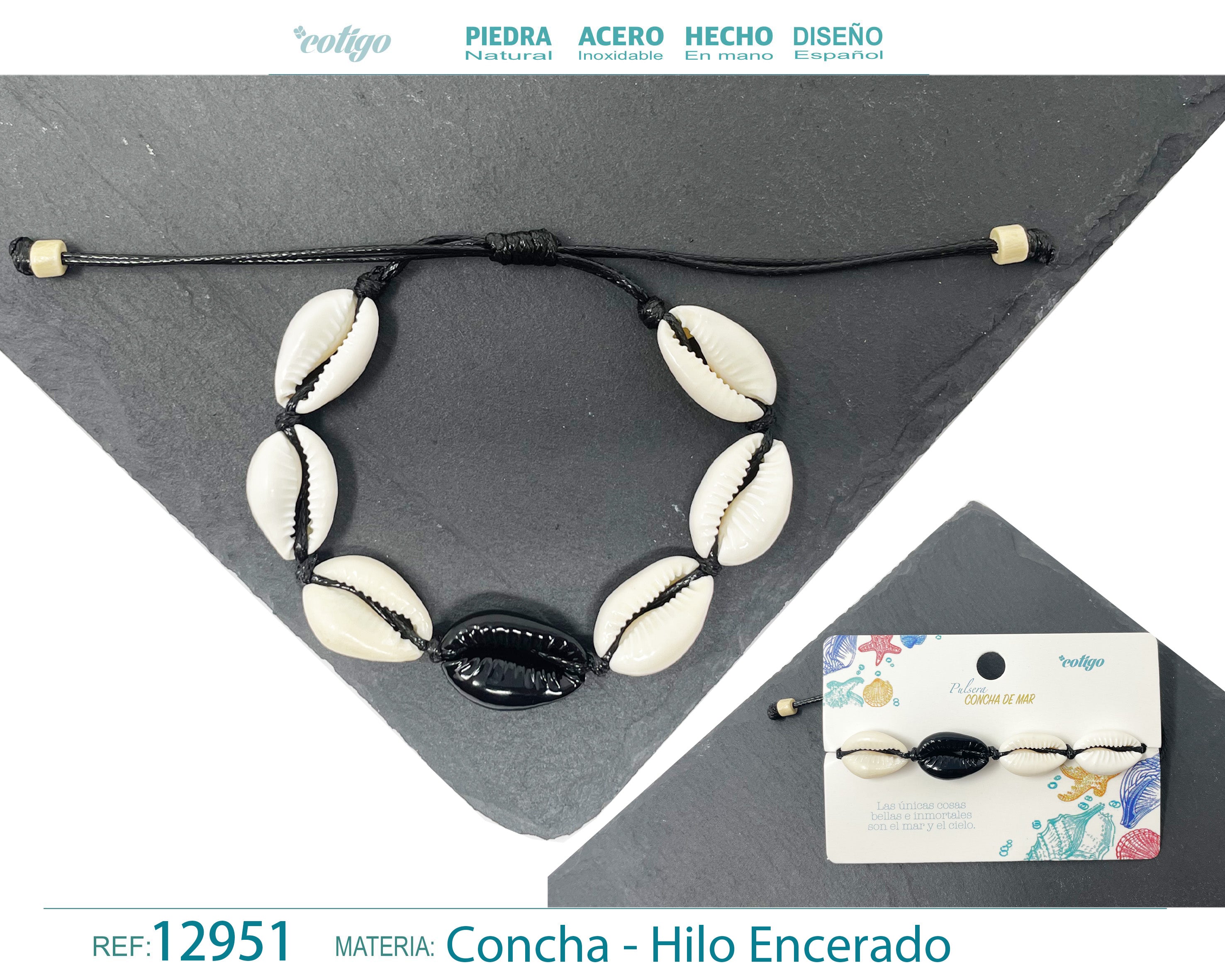Pulsera Hilo Encerado de concha - cotigo