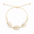 Pulsera Concha Hilo Encerado Natural Tres Conchas