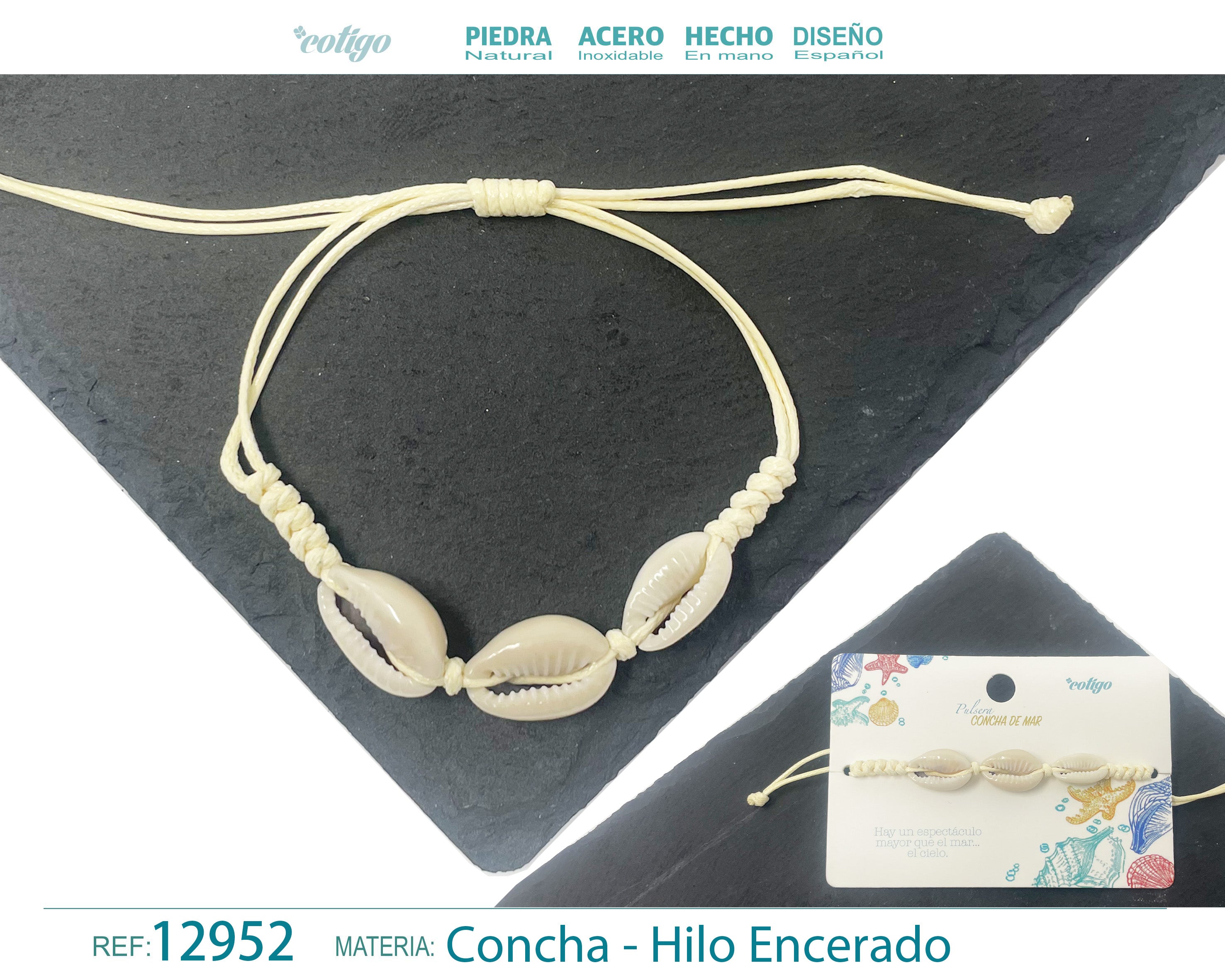 Pulsera Hilo Encerado de concha - cotigo