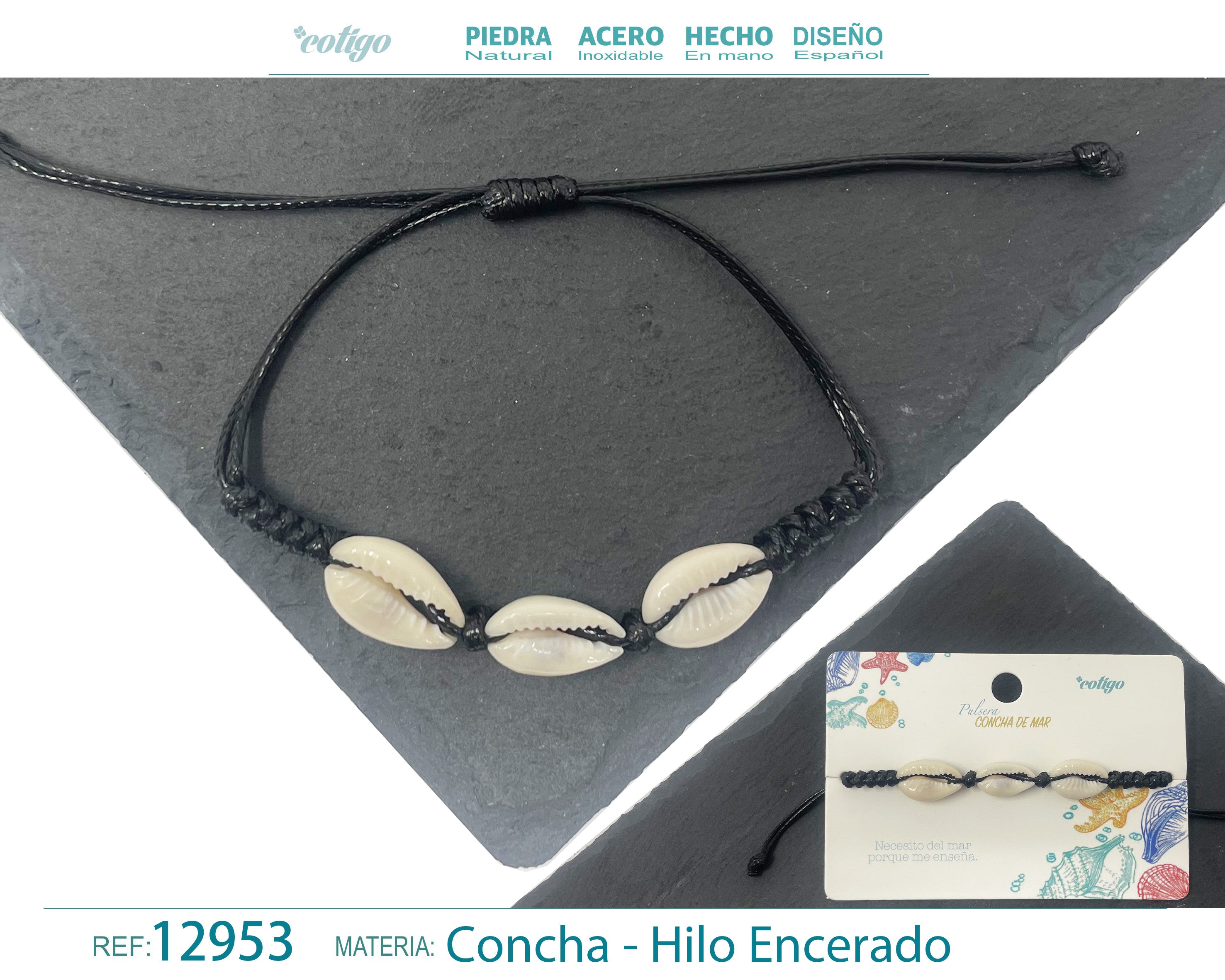 Pulsera Hilo Encerado de concha - cotigo
