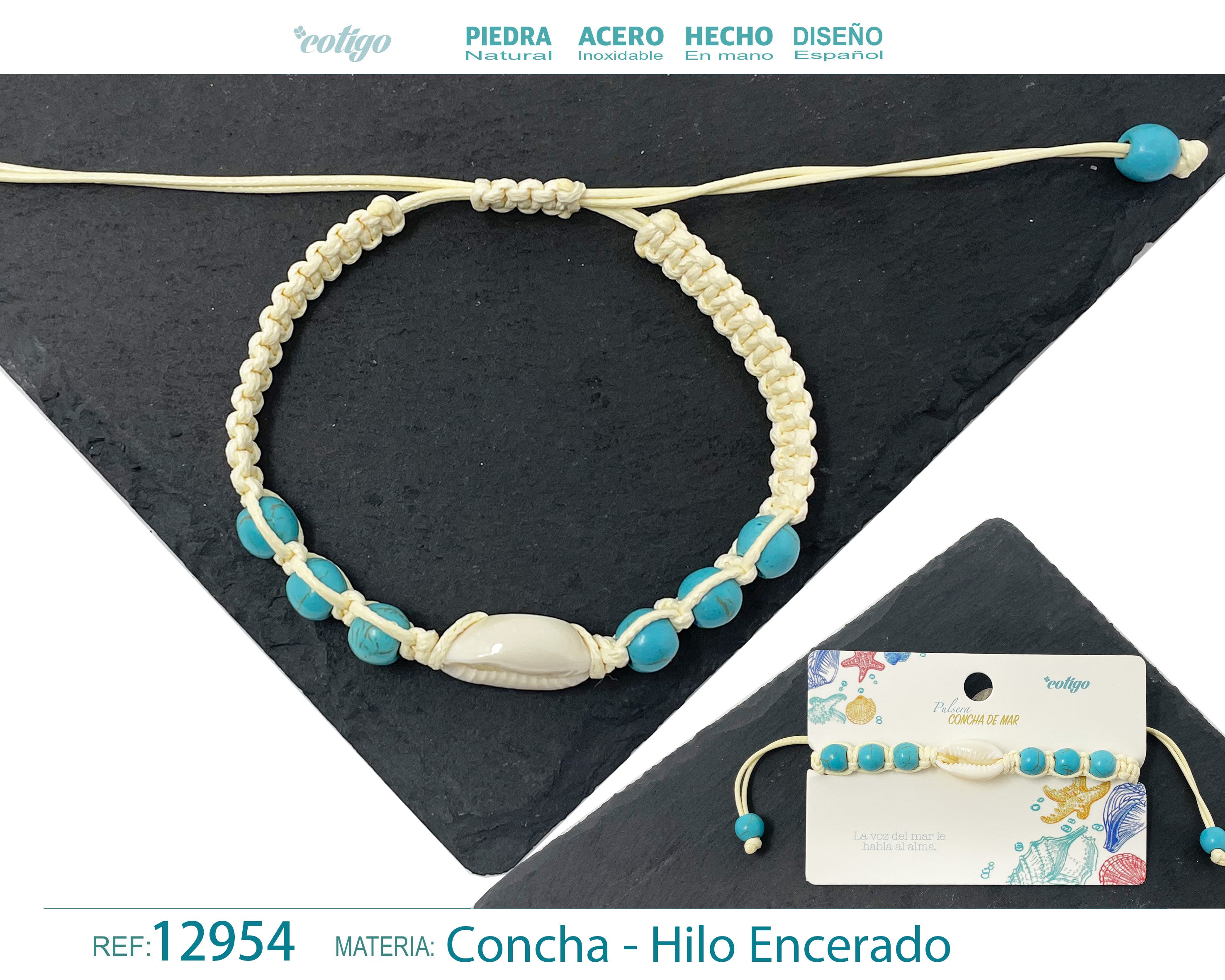 Pulsera Hilo Encerado de concha - cotigo