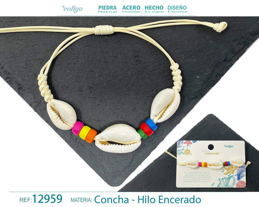 Pulsera Hilo Encerado de concha