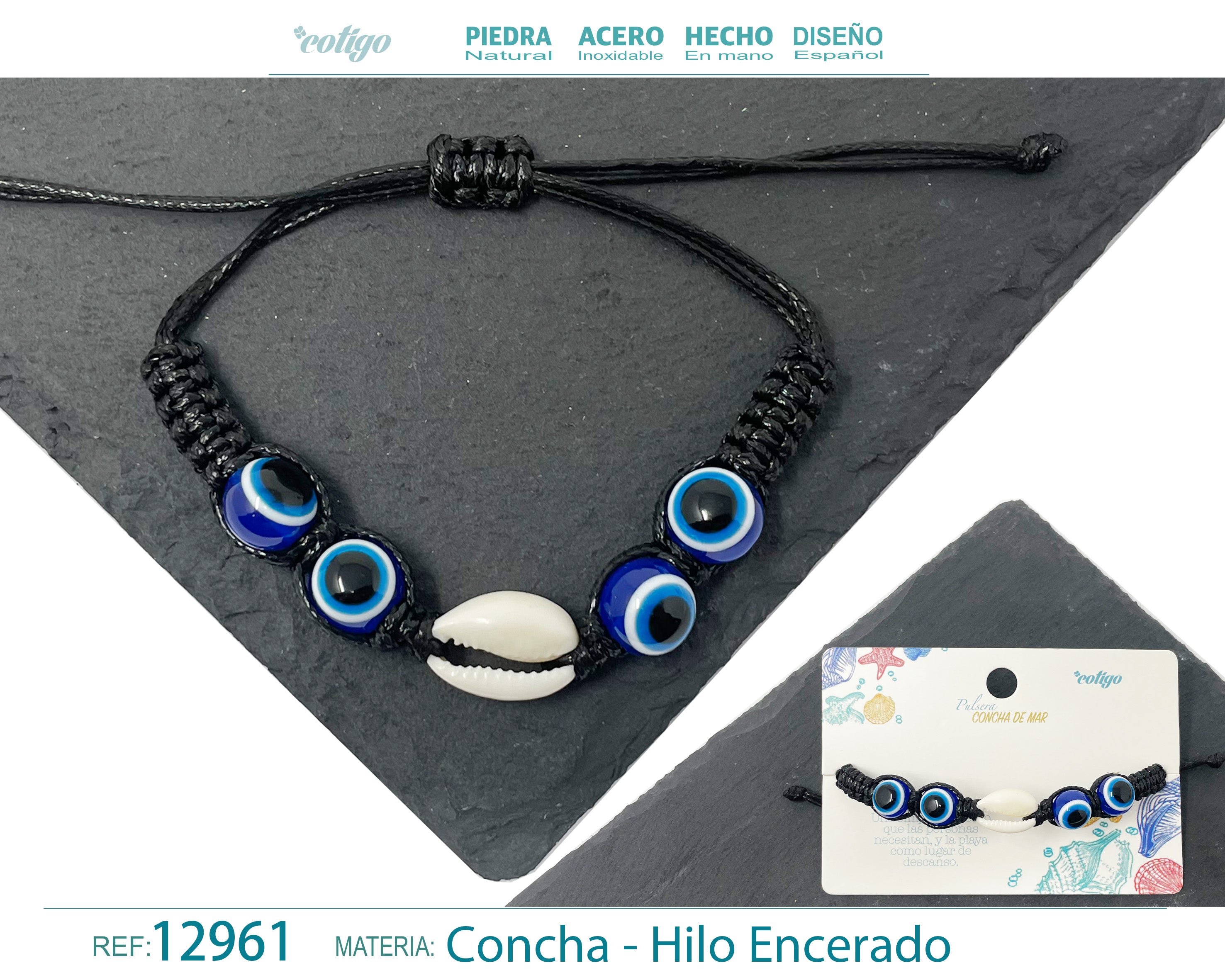 Pulsera Hilo Encerado de concha - cotigo