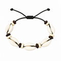 Pulsera Concha Hilo Encerado Negro Marrón Conchas