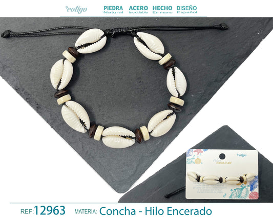 Pulsera Hilo Encerado de concha