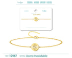 Pulsera con Ojo Turco en Medallón de Acero Inoxidable en acabado dorado – vista principal