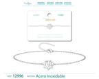 Pulsera Flor de Loto en Acero Inoxidable en acabado plateado – vista principal del diseño flor de loto