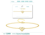 Pulsera con Corazón y Ojo Turco en Acero Inoxidable en acabado dorado – vista principal del diseño corazón y ojo turco