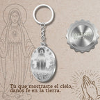 Llavero Virgen de Fátima en Acero detalle