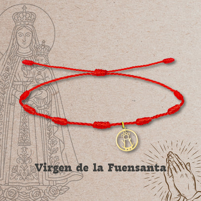Pulsera 7 nudos con Virgen de la Fuensanta Acero Dorado