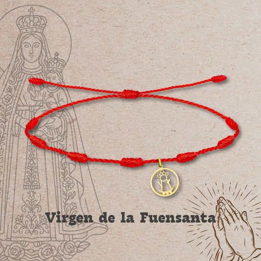 Pulsera 7 nudos con Virgen de la Fuensanta Acero Dorado