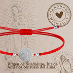 Pulsera Hilo encerado Rojo-Virgen Guadalupe Plateado - cotigo