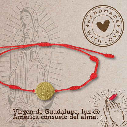 Pulsera 7 nudos con Virgen Guadalupe color Dorado