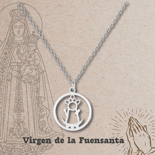 Colgante Virgen de la Fuensanta Acero Plateado