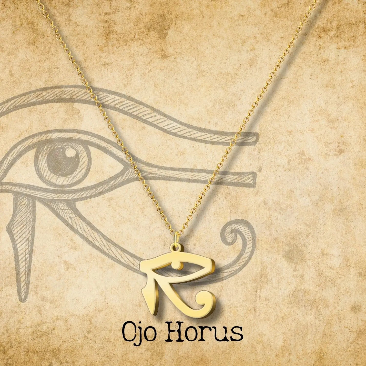 Colgante Ojo horus Acero Dorado - cotigo