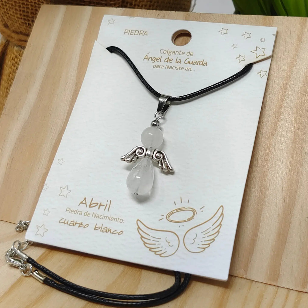 Colgante Ángel de la Guarda en Cuarzo Blanco - cotigo