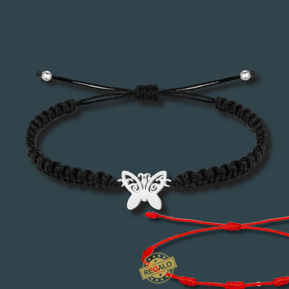 ✨Pulsera de Hilo Trenzado Hecha a Mano 🧵 con Amuleto de Suerte y Protección 🍀 Acero Inoxidable 💎 ¡Incluye Pulsera 7 Nudos de Regalo! 🎁