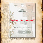 Pulsera 7 Nudos con Medalla de Cruz de Caravaca en Hilo Rojo y Acero - cotigo