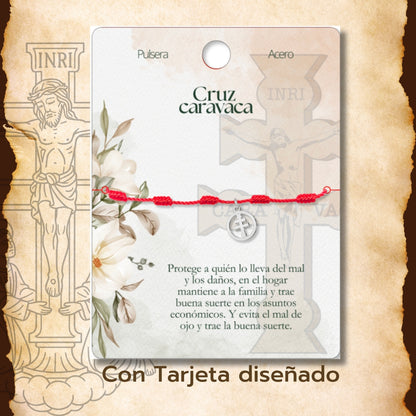Pulsera 7 nudos con Cruz Caravaca Acero Color Plateado