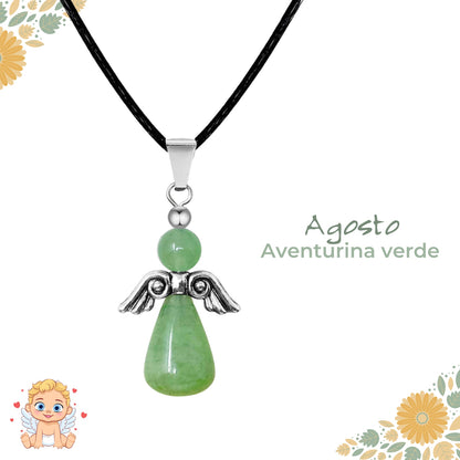 Regalo con intención 💖 Colgante Ángel de la guarda + piedra energética + tarjeta diseñada ¡y pulsera 7 nudos GRATIS!