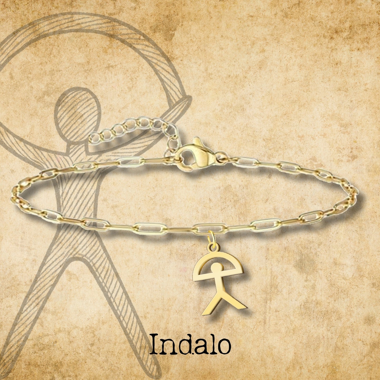 Pulsera Con Indalo Acero Dorado
