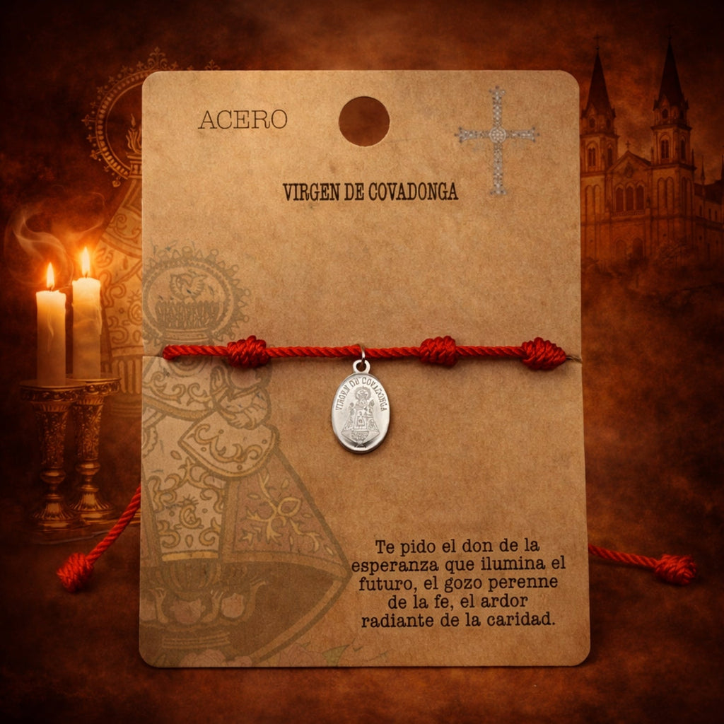 Pulsera 7 Nudos Virgen de Covadonga en Acero Plateado cotigo